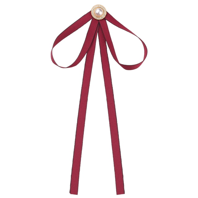 Broche de moño de satén para mujeres con perla para fiesta de boda, talla única, rojo