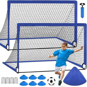 LNOW Soccer Goals for Backyard Set - 2 of 4' x 3' Portable Soccer Goal Training Equipment with Soccer Ball,Pump, 6 Training Cones & Carry Bag for Youth, Toddler Outdoor Sports Games Soccer Nets