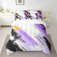 thumbnail image 2 of Manfei Purple Black Graffiti 7-Piece Bedding Comforter Set,Modern Fulid Ink King Bedding Sets,Abstract Geometric Striped Bed Sheets For Teens,Luxury Bedroom Decor Reversible, 2 of 8