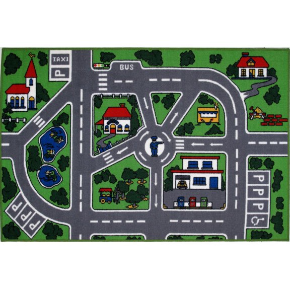 Fun Time Nylon 51"x78" Streets Area Rug in Multi-Color