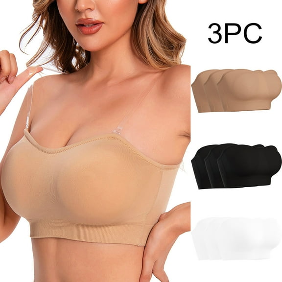 Itsame 3PC Bras for Women's Full Support Everyday Casual Bra Set Comfortable Breathable Wireless Comfort Bralette Beige Size M