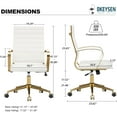 thumbnail image 2 of Okeysen Gold Office Desk Chair, Ergonomic Leather Modern Conference Room Chairs, Executive Ribbed Height Adjustable Swivel Rolling Golden Chair for Home Office., 2 of 8