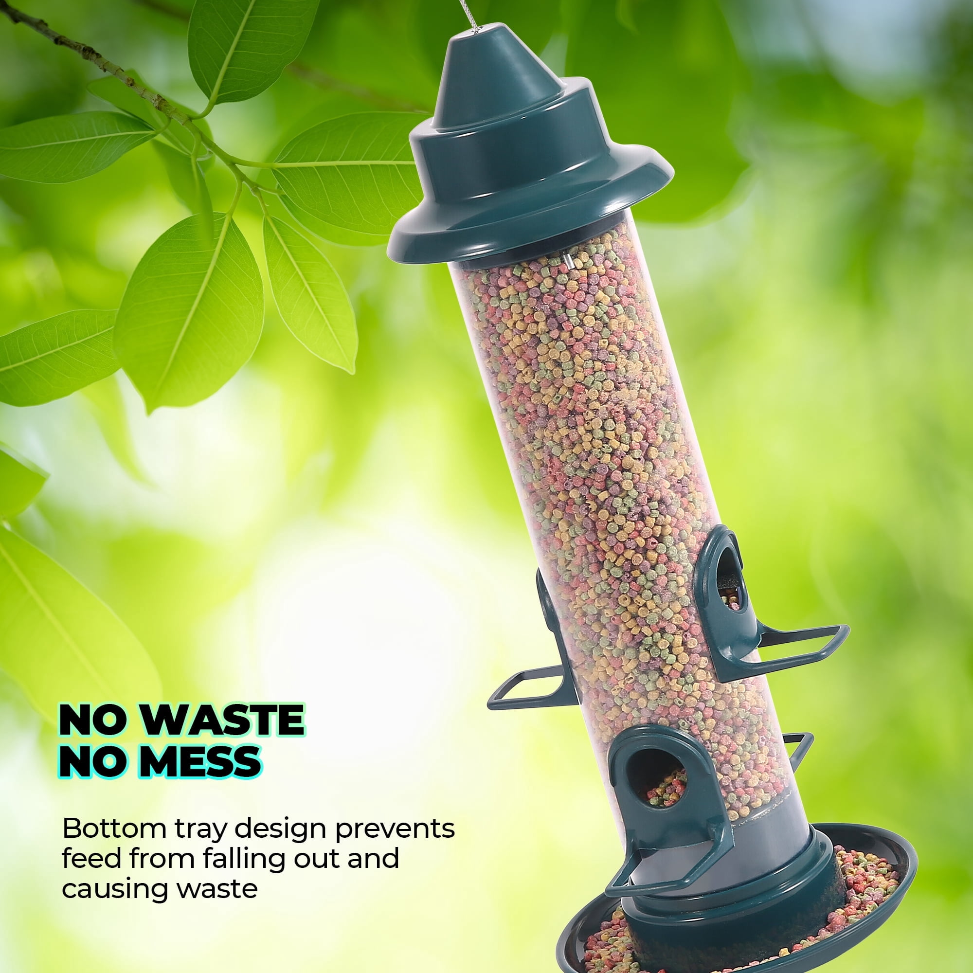 CWMMLS Tube Bird Feeders for Outdoors Hanging, Squirrel Proof Wild Bird Feeders with 4 Feeding Ports, Attract a Variety of Hummingbird, Garden Yard Decoration