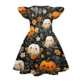thumbnail image 4 of Dresses For Girls Halloween Pumpkin Ghost Graphic Round Neck Sundress Soft Halloween Costume for Little Girls 4–12 Years, 4 of 4
