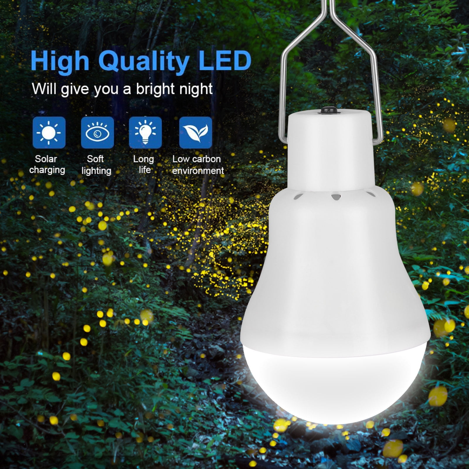 2pcs Portable Solar Powered LED Lantern, EEEkit Tent Light Bulb, Solar LED Bulb Lights, Chicken Coop Lights, Rechargeable Emergency Lamp for Outdoor Indoor Garden Camping Reading Lighting, Cool White