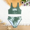 thumbnail image 2 of Girls Swimsuits Summer Coconut Tree Print Two Piece Tankini Boyshort Bathing Suit for Beach Rash Guard Green 9 Years-10 Years, 2 of 6