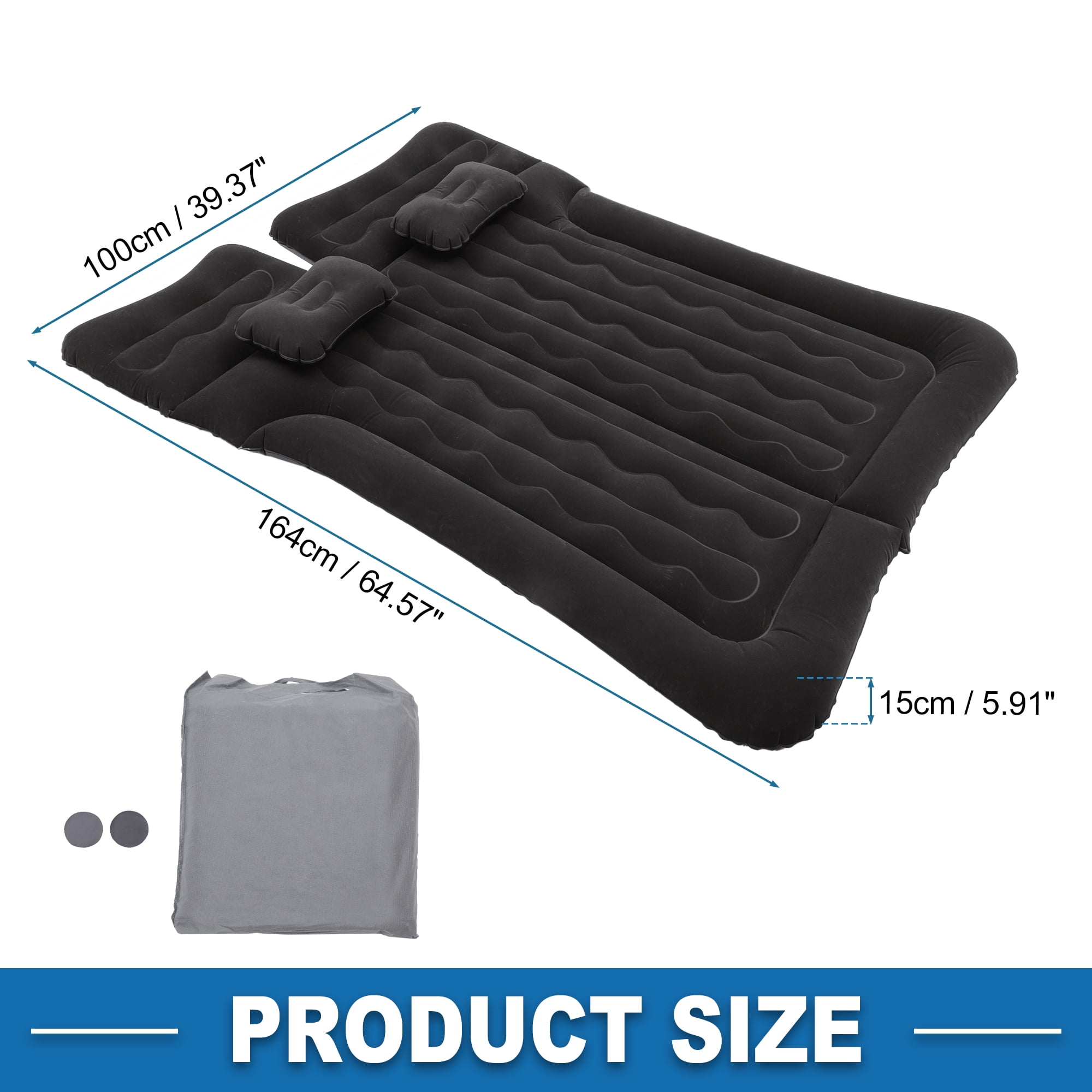 1 Set Car Air Mattress Camping Bed Air Bed Mat Sleeping Mat with Pillows for Car Travel Camping Black