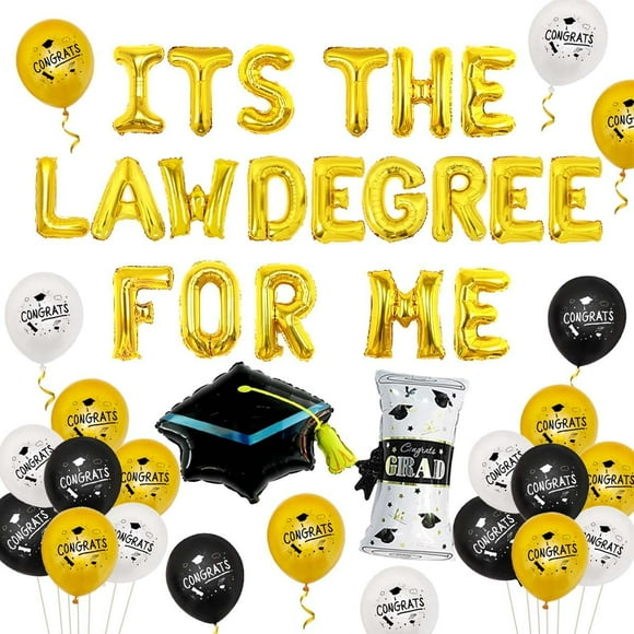 Law School Graduation Party Decorations, Its The Law Degree For Me Banner Graduation Cap Diploma Foil Balloon Lawyer Graduation Balloons Decor Law School Congrats Grad Party Supplies
