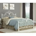 thumbnail image 1 of Rhapsody Complete Metal Bed and Steel Support Frame with Delicate Scrolls and Finial Posts, Glossy White Finish, California King, 1 of 6