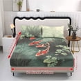 thumbnail image 5 of Xoenoiee Koi Fsih Leaves Pattern 3 Piece Sheet Set Includes 1 Fitted Sheet and 2 Pillowcases, Soft and Breathable Microfiber Bed Sheets with Deep Pocket for Bedroom Decor, Twin Size, 5 of 7