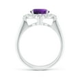 thumbnail image 2 of ANGARA Natural Oval 2.28 ct Amethyst Compass Ring with Diamond Halo in 14K White Gold for Women (Size-10x8mm) | February Birthstone, Anniversary, Jewelry Gift for Women | Natural Amethyst Ring, 2 of 7