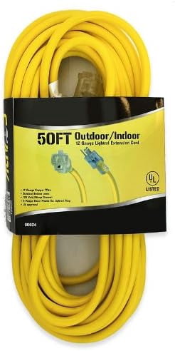50ft 12 Gauge-3 Conductor Outdoor Extension Cord with Indicator Light U.L.