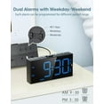 thumbnail image 3 of Loud  Clock for Heavy Sleepers ,Bed Shaker  Clock with 2 Alarms for Everyday/Weekday/Weekend,Dimmer,Snooze,  Port,12/24H DST,Vibrating Clock for Hard of Hearing/Teens, 3 of 14