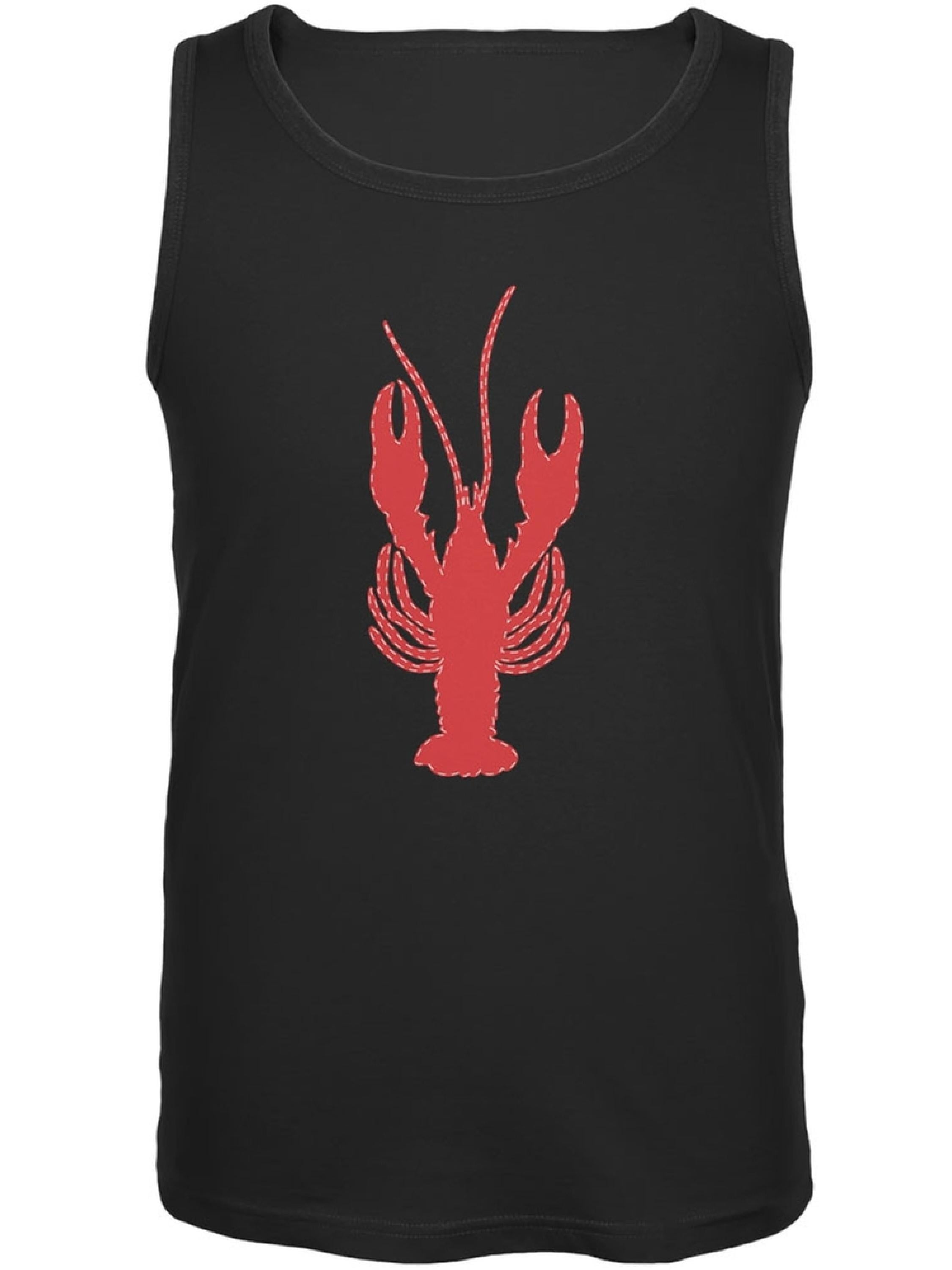 Old Glory Summer Lobster Faux Stitched Black Adult Tank Top
