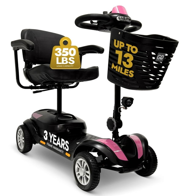 Comfygo Trottinettes de Mobilité à 4 Roues pour Adultes, Aînés, Capacité de 350 Lb, Rose
