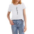 thumbnail image 2 of NAMTYQX Spring Tops for Women 2025 Cool Casual Print Round Neck Oversized Short Sleeve Loose Fit Gemusterte Lightweight Womens T Shirts White Size XL, 2 of 5