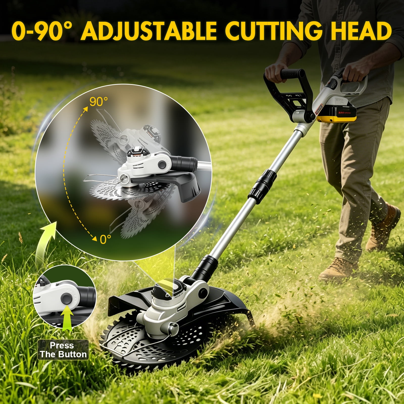 CATGOOD 20000RPM String Trimmer with Brushless Motor, 8AH Cordless Electric Weed Wacker with 4 Types Blades, 13 Inch Weed Trimmer for Yard and Garden