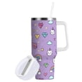 thumbnail image 2 of 30 oz Tumbler With Handle Stainless Steel Insulated Tumbler With Lid for Car Cup Holder Cat Face and Rainbows Pattern, 2 of 9