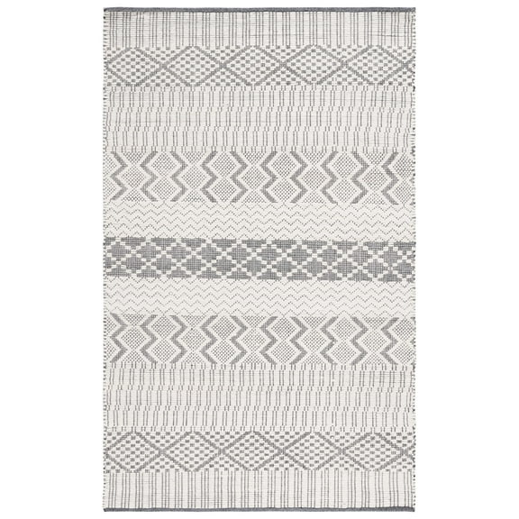 SAFAVIEH Natura Maitland Geometric Wool Area Rug, Ivory/Grey, 3' x 5'