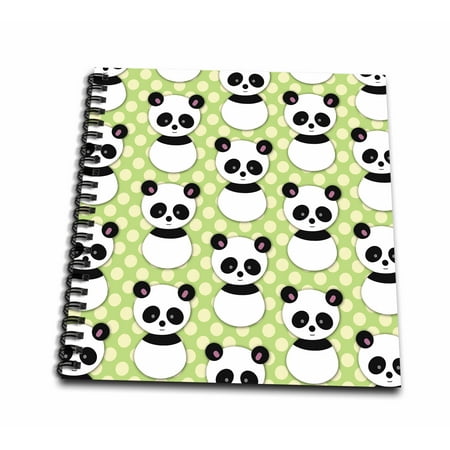Panda Notepad - 3dRose Cute panda bear with lime green polka dots - Mini Notepad, 4 by 4-inch
