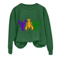 thumbnail image 4 of Baberdicy Women's Lobster Print Crew Neck Long Sleeve Top Green Polyester, 4 of 4
