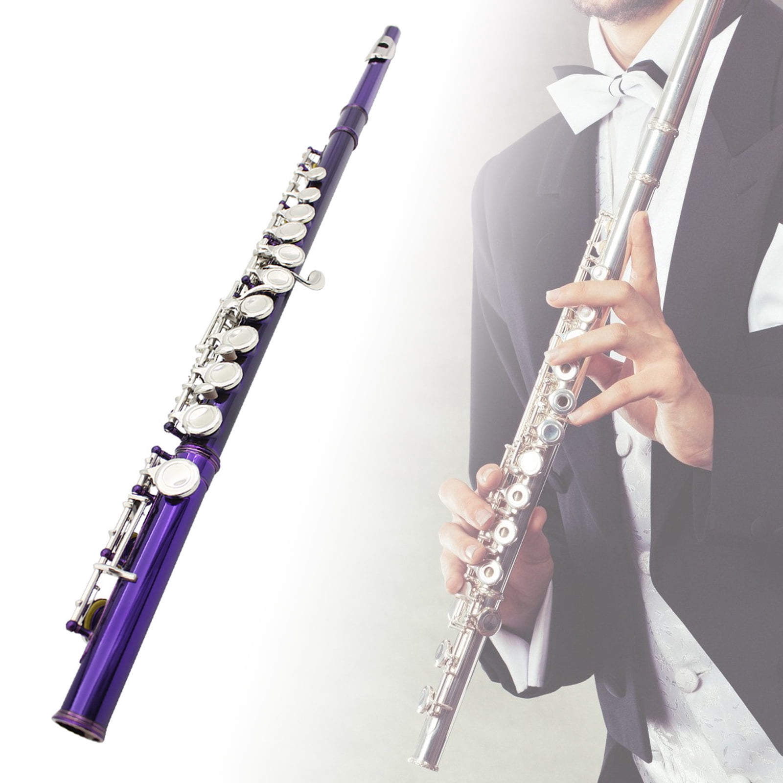 Professional 16 Hole Flute with E Key C Tone Closed Hole Flute With Bag Cleaning Cloth for Beginners Student