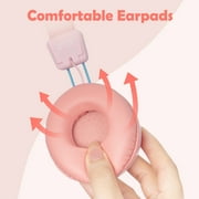 NewBee Kids Headphones with Microphone, HD Stereo, Safe Volume Limit 85dB/94dB, Eco-Friendly, Foldable, Adjustable Headband, 3.5mm Jack for Girls/PC/Mac/Tablet (Pink)