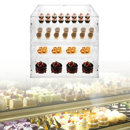 Clear Acrylic 3-Tier Bakery Display Case with Stainless Steel Screws, Magnetic Lock, and Hollow Handles for Baked Goods or Desserts