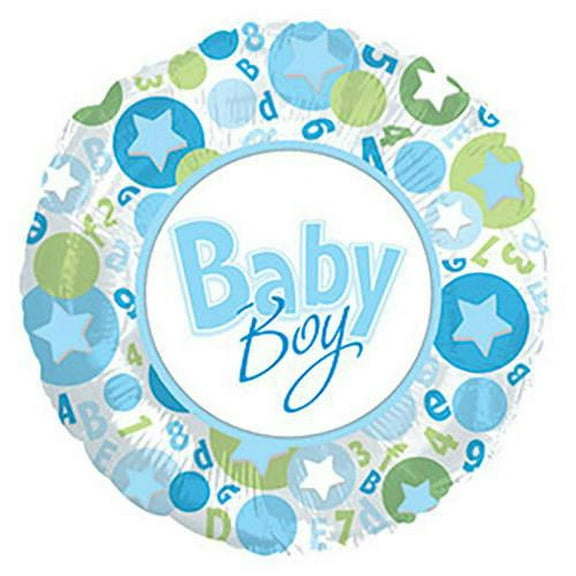 LOONBALLOON Baby Boy Balloons, 17″ IT'S A BOY STARS IN CIRCLE