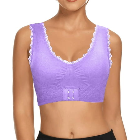 

MPWEGNP Comfortable Breathable Bra Women Cup Solid Color Lace Sports Bra Large Full Top Size