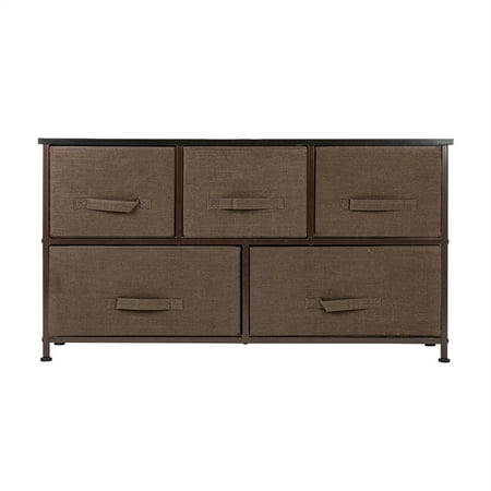 BMTBUY 2-Tier Wide Closet Dresser  Nursery Dresser Tower With 5 Easy Pull Fabric Drawers And Metal Frame