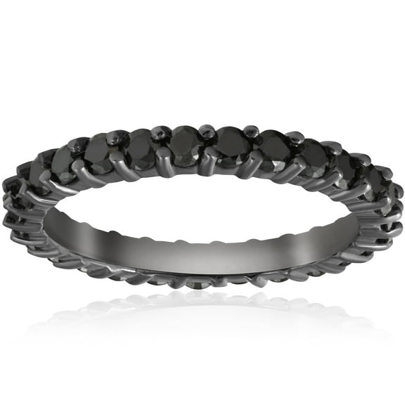 Pompeii 1 1/2ct Treated Black Diamond Eternity Ring 14K Black Gold (Black,)