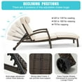thumbnail image 3 of HOMREST Chaise Lounge Chairs Set of 2 for Outside, Adjustable 5 Position Outdoor PE Rattan Wicker Patio Pool Lounge Chair with Arm, Cushion, Pillow and Wheels for Poolside Backyard Deck Porch,Khaki, 3 of 7