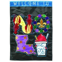 Magnolia Garden Welcome to NOLA 13 x 19 Black Polyester Outdoor Hanging Flag