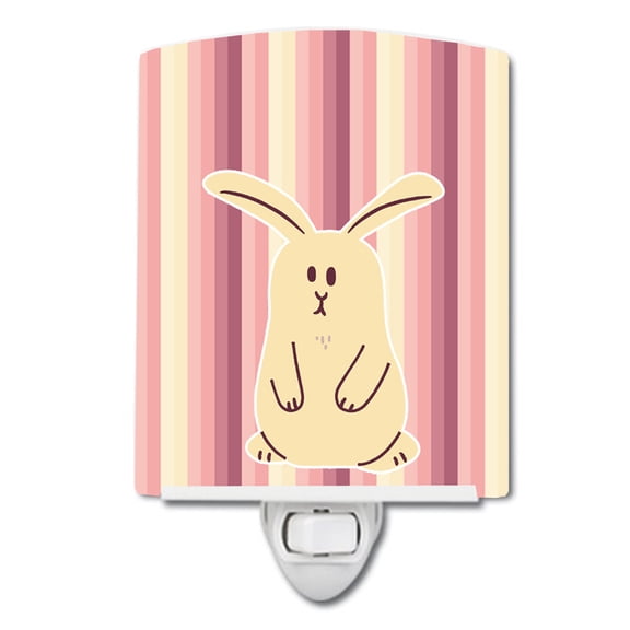 Caroline's Treasures BB7084CNL Rabbit on Stripes Ceramic Night Light, 6x4x3", multicolor