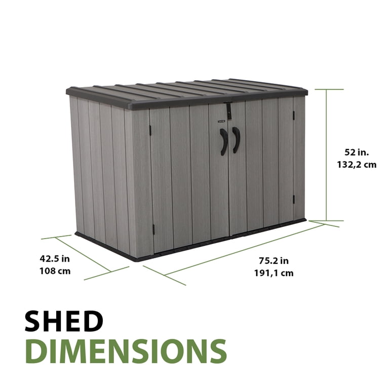 Lifetime Rough-Cut Polyethylene Horizontal DIY Storage Shed, 52