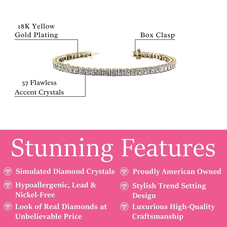 Cate & Chloe Leila 18K Yellow Gold Tennis Bracelet with Crystals photo 3