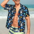thumbnail image 7 of Sikiie Space Dog Print Men's Hawaiian Shirt, Summer Beach Button Pocket Short Sleeve T-Shirt,Medium, 7 of 7