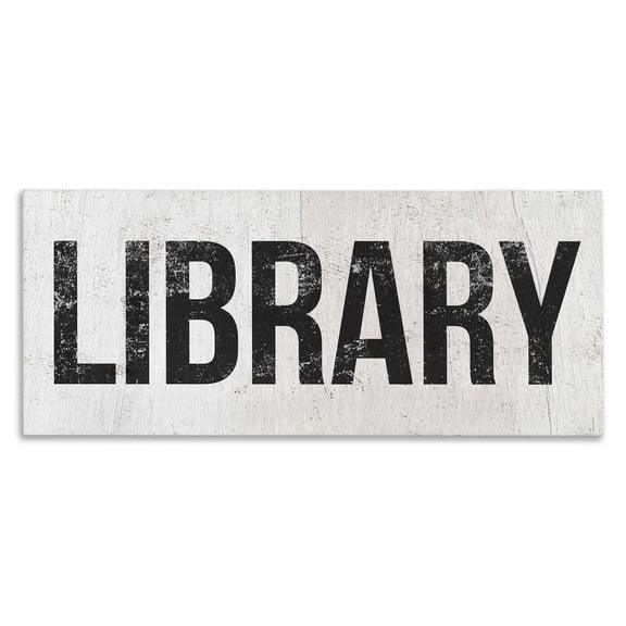 Stupell Industries Rustic Lodge Library Rustic Weathered Phrase Canvas Art, 30 x 13, by Lil' Rue
