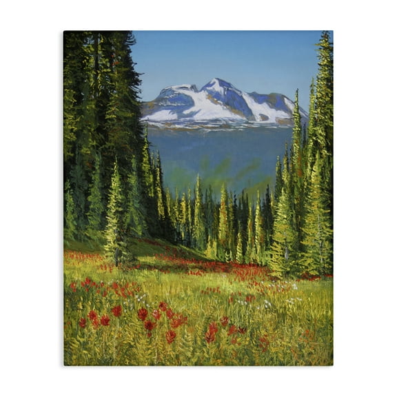 Stupell Industries Alpine Valley Meadow Landscape & Nature Painting Wrapped Canvas Art Print Wall Art, 16 x 20