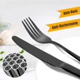 thumbnail image 4 of Juego de cubiertos negros, juego de cubiertos de acero inoxidable de 10 piezas, cuchillo, tenedor, cuchara, cubiertos, acabado de espejo, borde liso, servicio para 2, Polis de espejo kaili Sencillez, 4 of 4