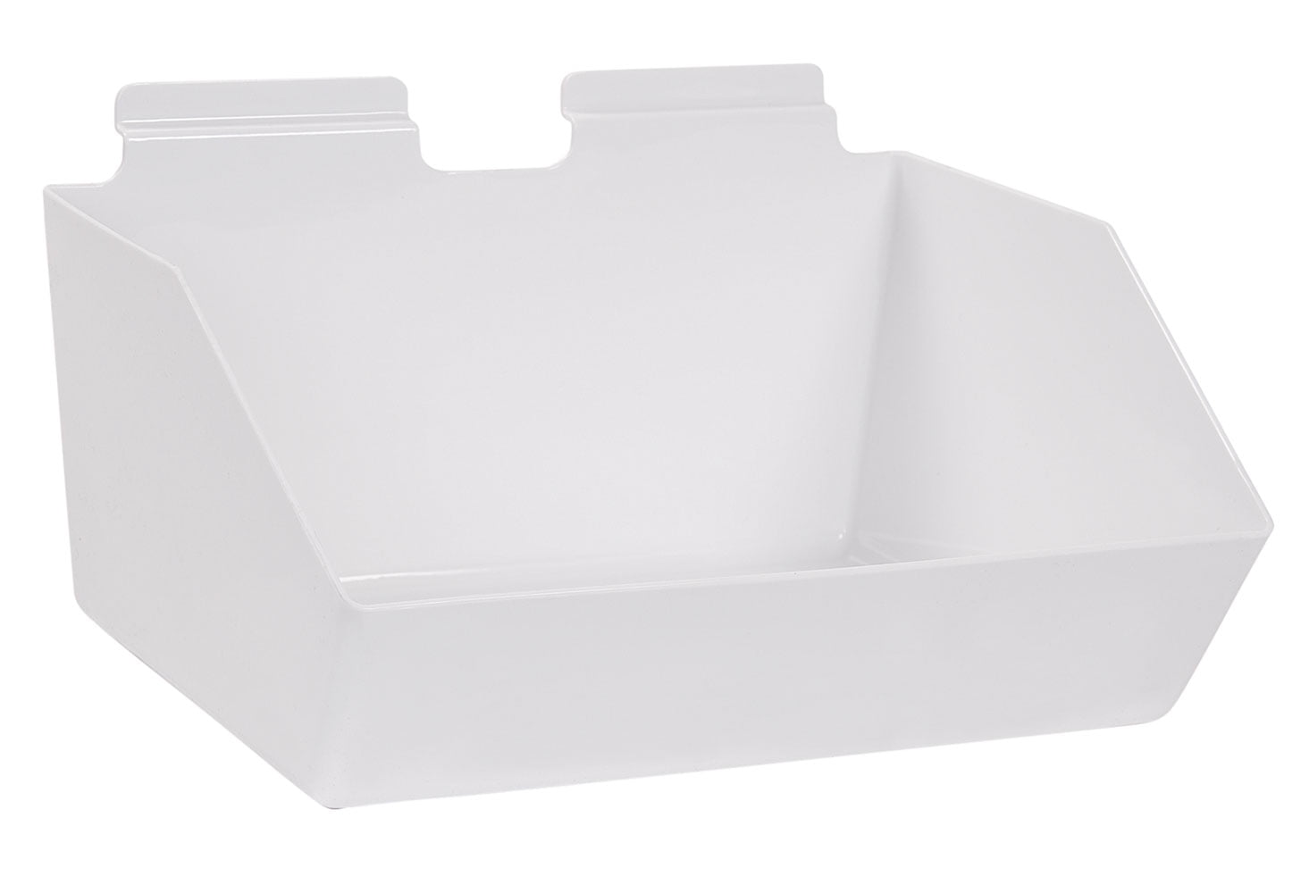 12 x 5 ? x 9 ? inch White Plastic Dump Bin For Slatwall Set of 2