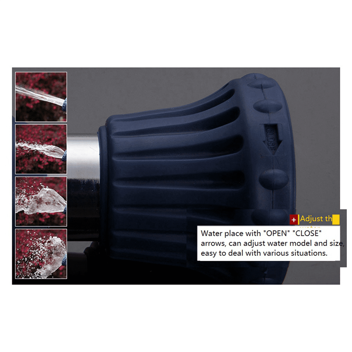3X Fire Hose Nozzle for Garden Hose, Heavy Duty Fireman Style Garden Hose Nozzles, Leak Proof & Adjustable Water Nozzle