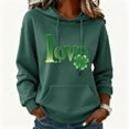 thumbnail image 2 of Women's Hooded Sweatshirt St. Patrick's Day Festival Printed Drawstring Loose Fit Casual Tops with Pocket (L, Green), 2 of 6