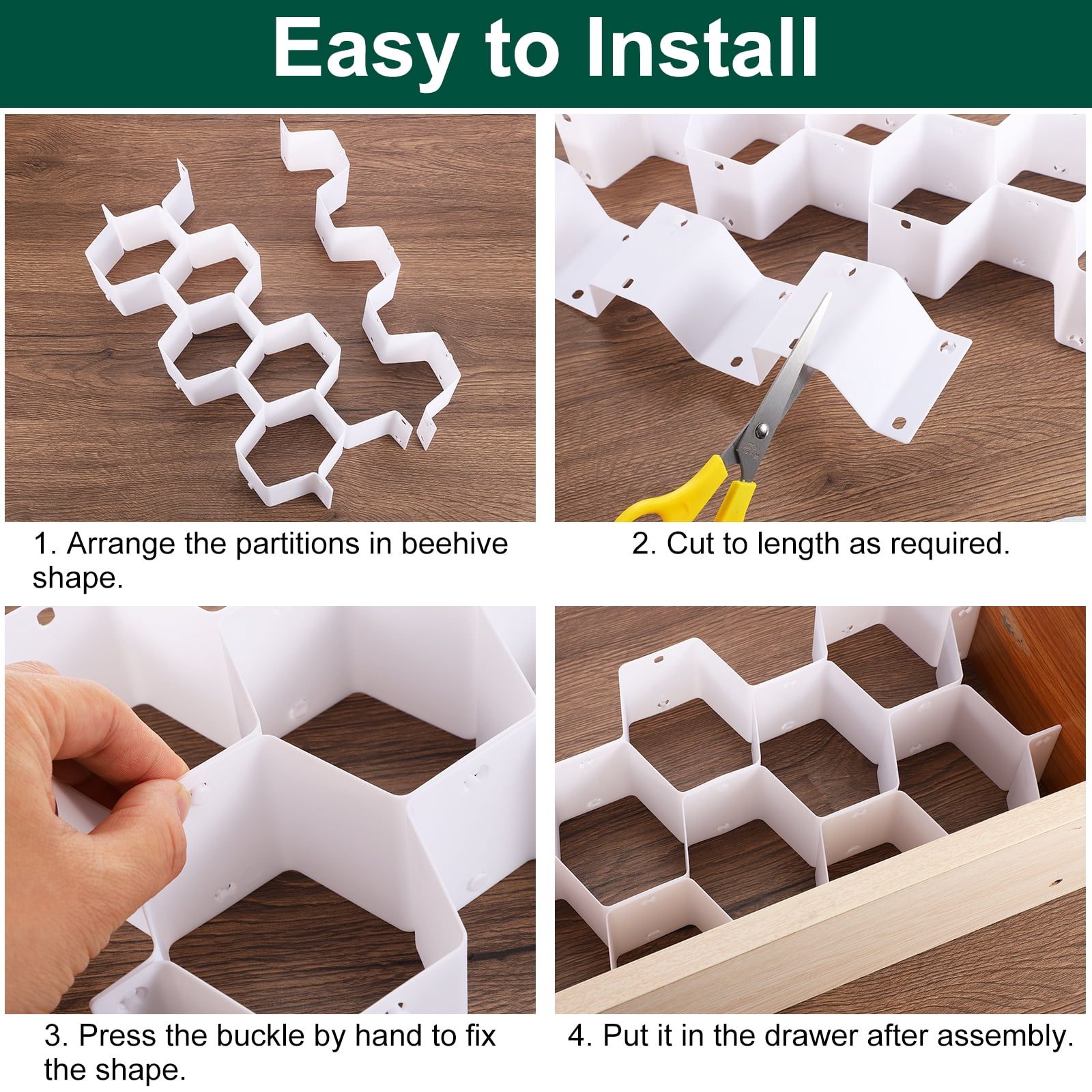 Unique Bargains Plastic Adjustable Drawer Organizer Underwear Belt Socks White