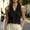 *Black, variant on ClodeEU Women's Sleeveless V Neck Button Down Blouse,Solid Color Casual Tank Top for Summer Beige,Women's Plus L