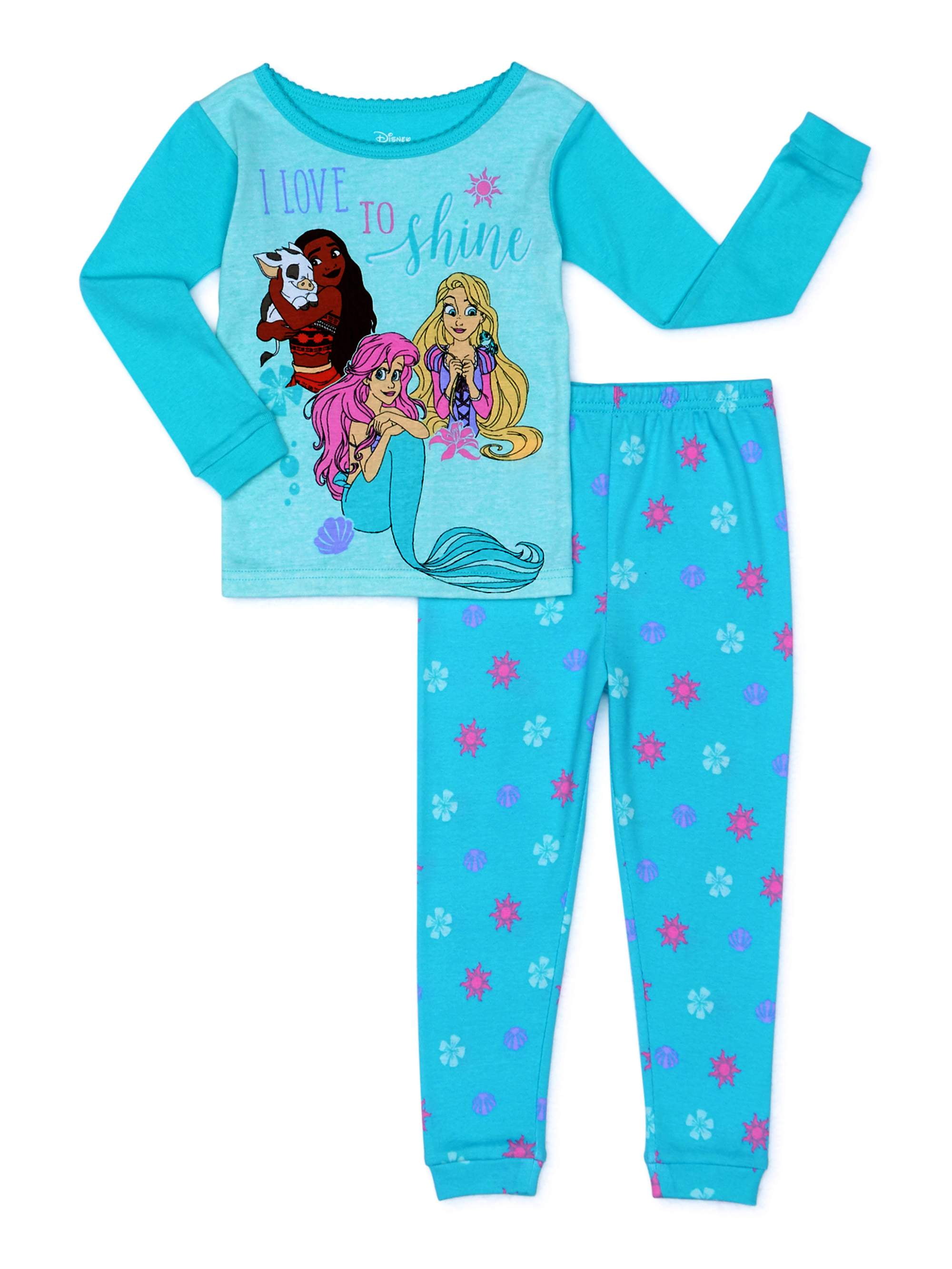 Disney Girls' Princess Snug Fit Cotton Pajamas