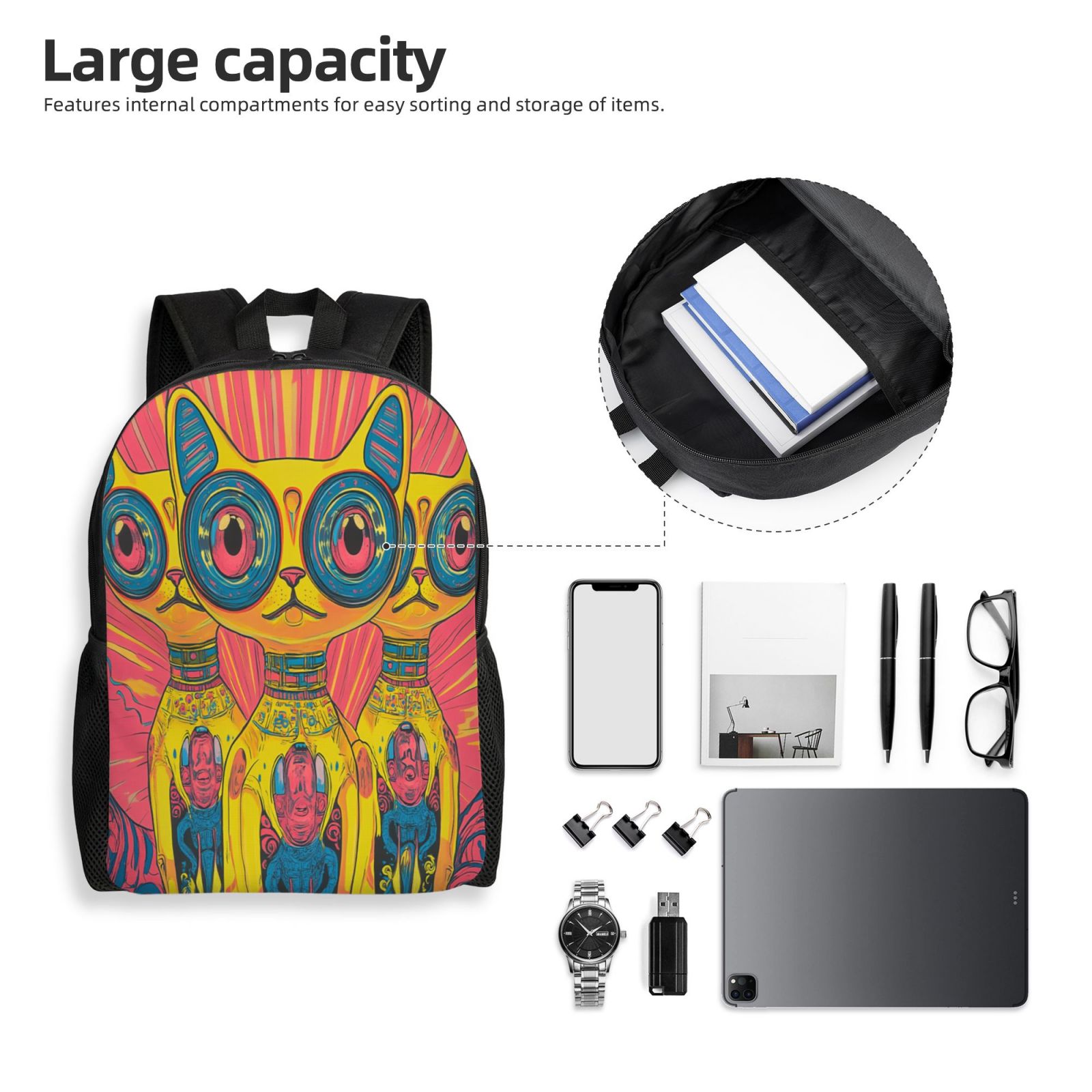 Cat Backpack Double Shoulder Backpack Durable, Spacious, Ergonomic Design for Travel, Work & Outdoor Use
