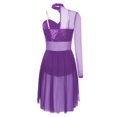 thumbnail image 4 of MSemis Women Modern Lyrical Dance Dress Single Sleeve Ballet Ballroom Dresses Purple M, 4 of 5