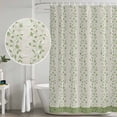 thumbnail image 4 of Green Floral Shower Curtain Set - Extra Long 72" x 96" Washable Bathtub Curtain with 12 Hooks, Spring Flowers Waterproof Fabric Stall Shower Curtains for Bathroom/Bathtub Décor, 4 of 6